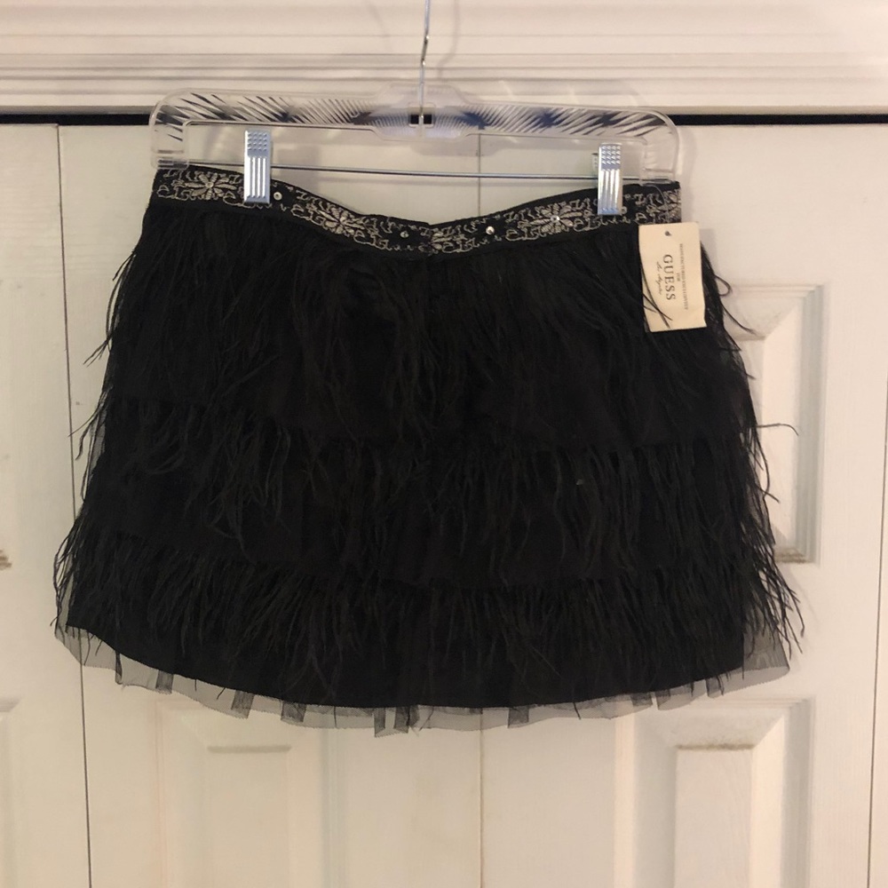 Guess Ostrich Feather Mini Skirt